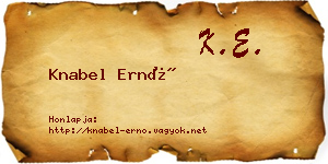 Knabel Ernő névjegykártya